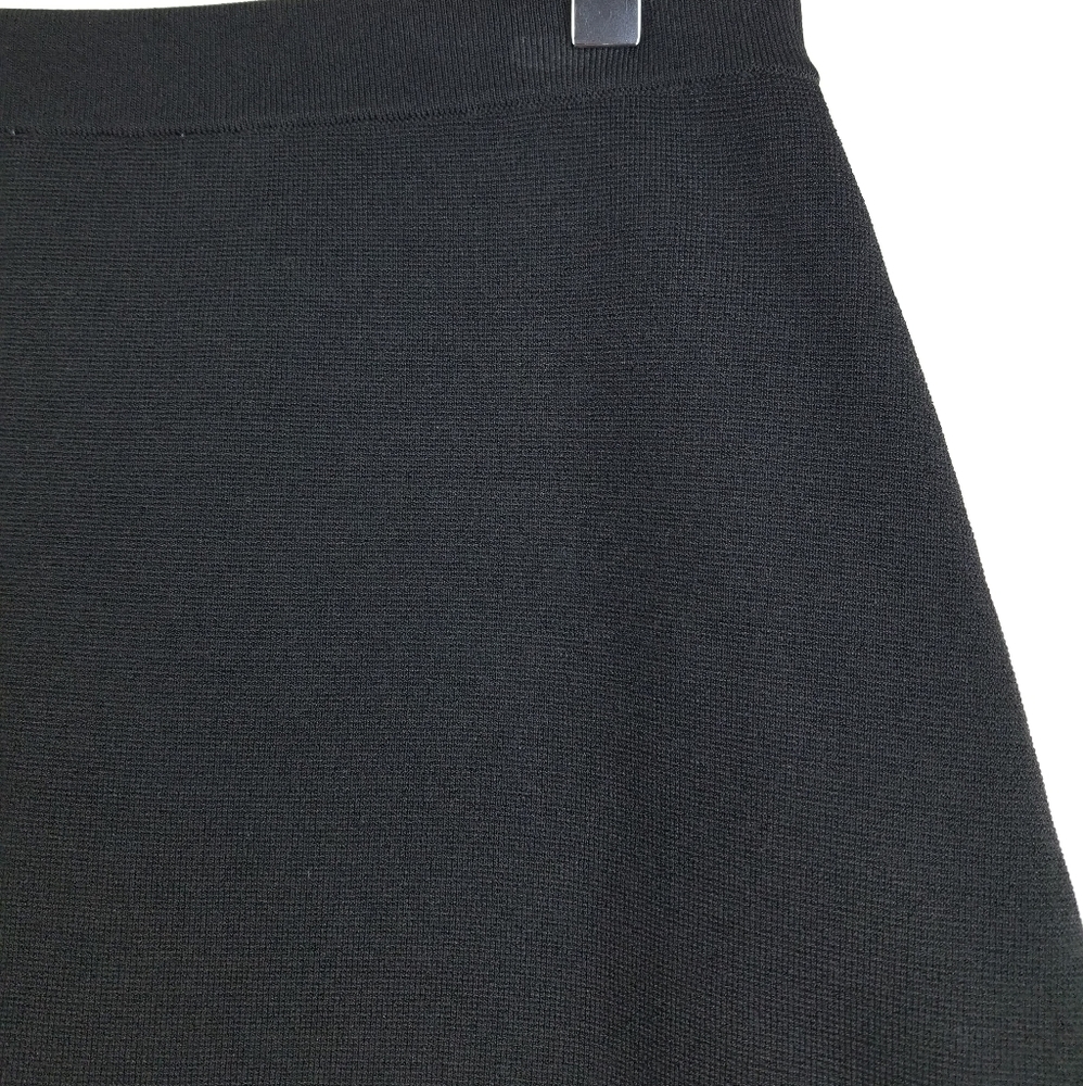 Sandro Black Ponte Knit Cheerleader Mini Skirt Faux Wrap Contrast Trim Sz Small - Picture 10 of 13